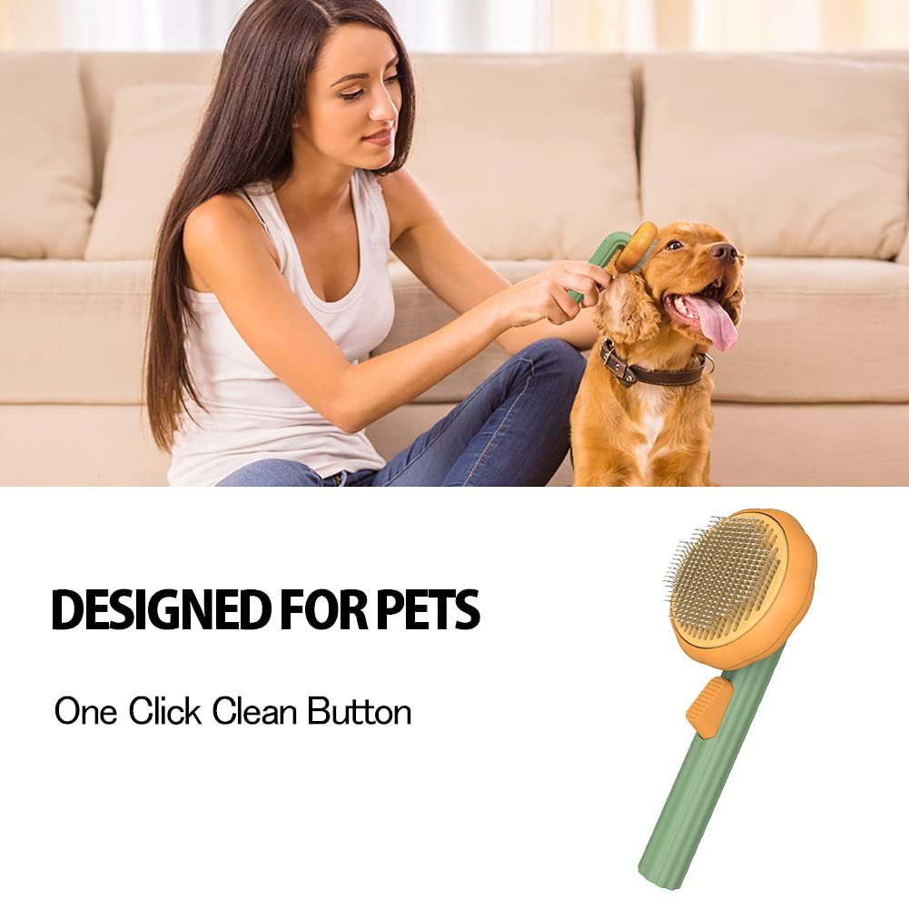 Pet Pumpkin Brush, Pet Grooming Self Cleaning Slicker Brush